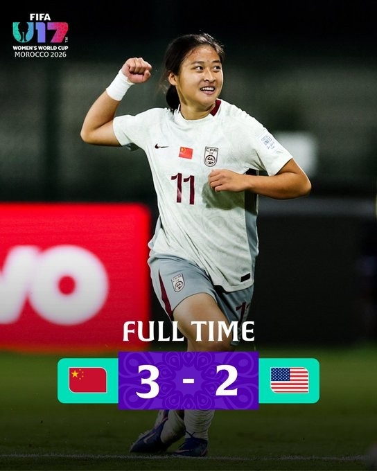 头名晋级！U17中国女足3-2美国U17将战法国 刘雨希双响赵嘉怡破门